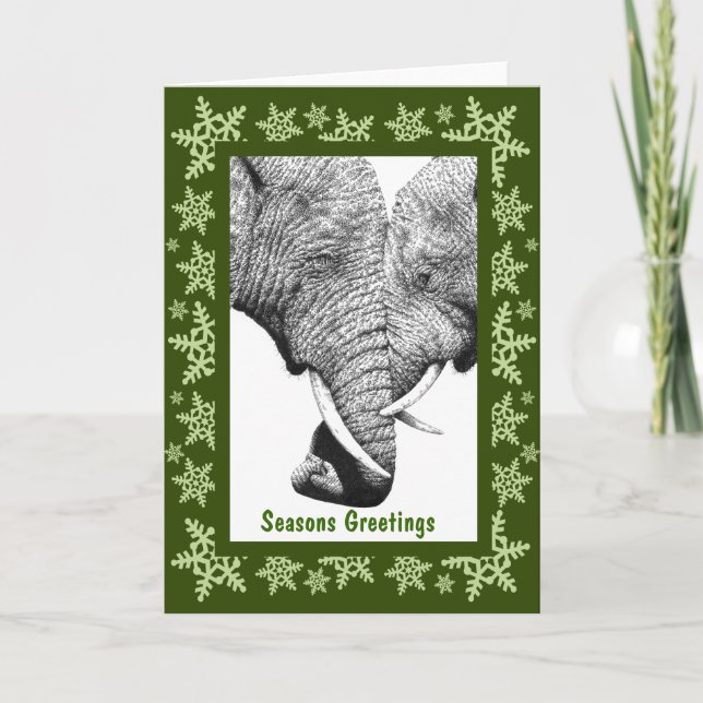 African Elephants Christmas Card (Front)