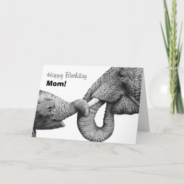 African Elephants Happy Birthday Mum Card (Front)