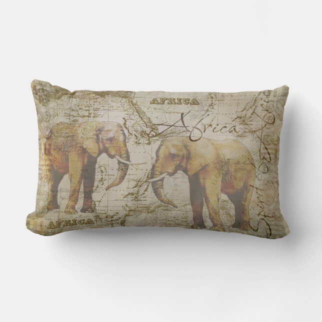 African Elephants Lumbar Cushion (Front)