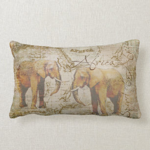 African Elephants Lumbar Cushion