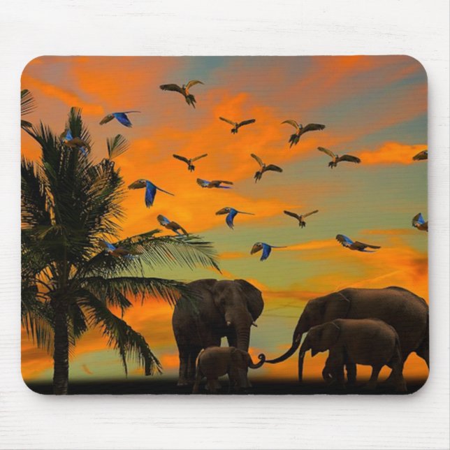 African Elephants Mouse Mat (Front)
