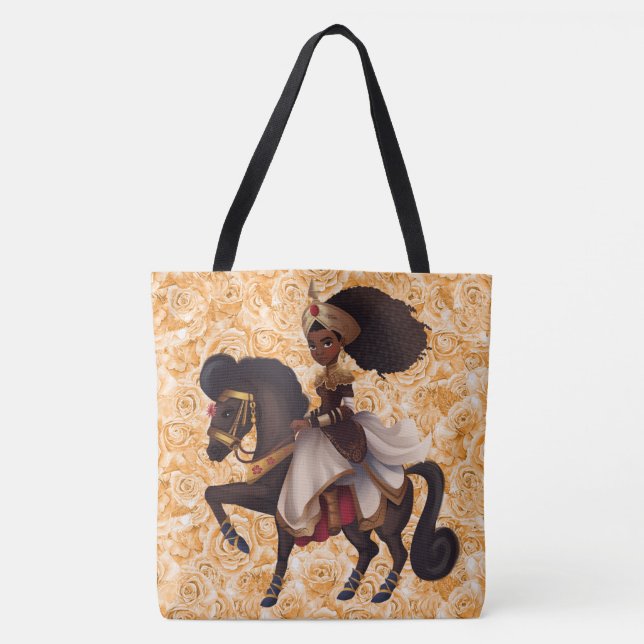 African Equestrian Princess Large Tote Bag (Front)