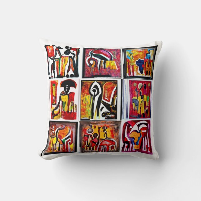 African Ethnic Art Abstract Painting Cushion (Front)