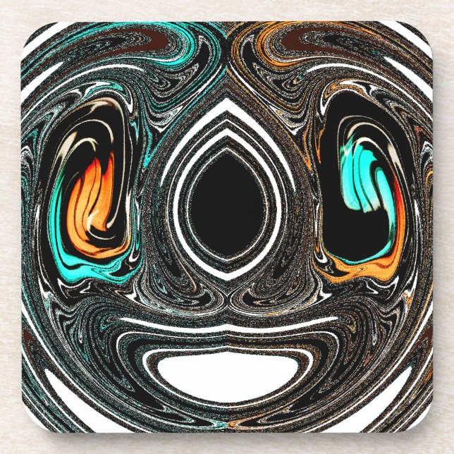 African Ethnic Doodle Zebra textured Art Print Coaster (Front)