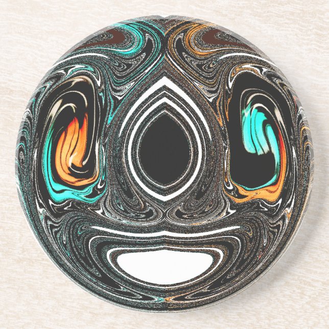 African Ethnic Doodle Zebra textured Art Print Coaster (Front)