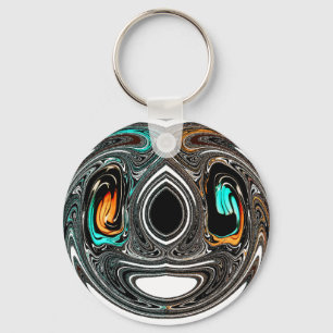 African Ethnic Doodle Zebra textured Art Print Key Ring