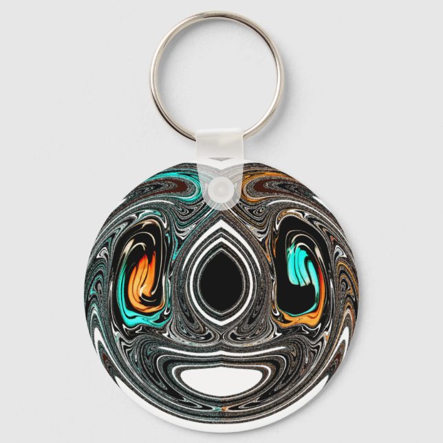 African Ethnic Doodle Zebra textured Art Print Key Ring (Front)