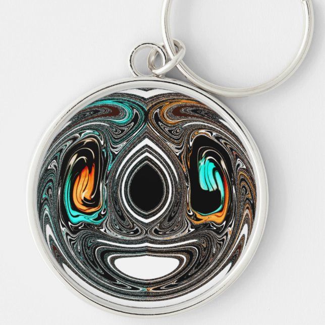 African Ethnic Doodle Zebra textured Art Print Key Ring (Front)