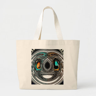 African Ethnic Doodle Zebra textured Art Print Large Tote Bag