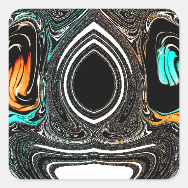 African Ethnic Doodle Zebra textured Art Print Square Sticker (Front)
