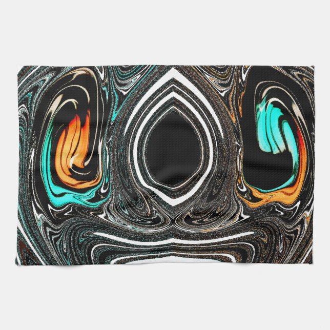 African Ethnic Doodle Zebra textured Art Print Tea Towel (Horizontal)