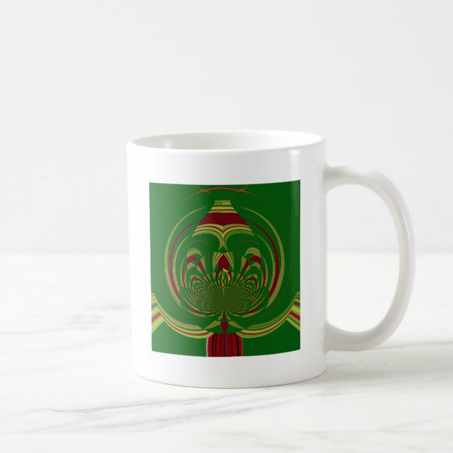 African Ethnic Green Floral Motif Pattern Design Coffee Mug (Right)