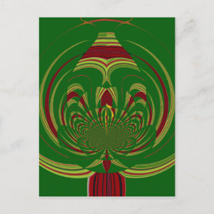 African Ethnic Green Floral Motif Pattern Design Postcard