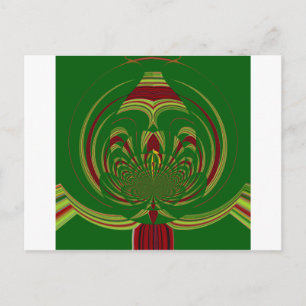 African Ethnic Green Floral Motif Pattern Design Postcard