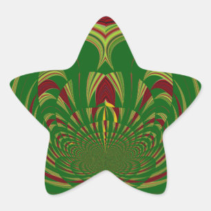 African Ethnic Green Floral Motif Pattern Design Star Sticker