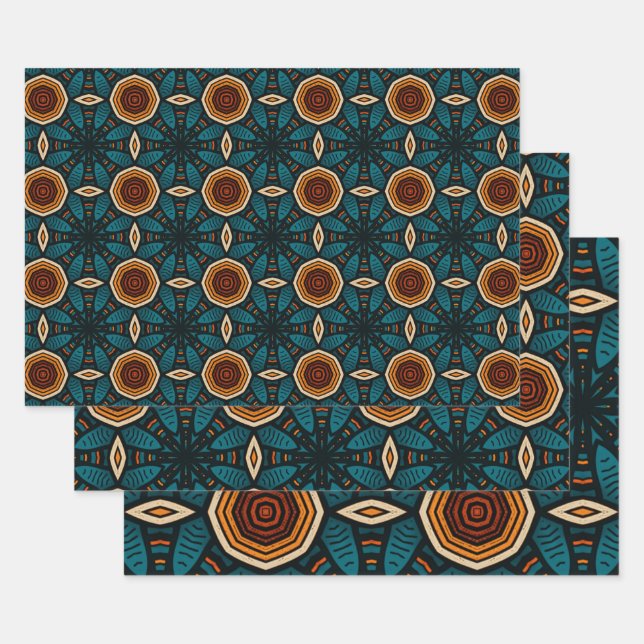 African Ethnic Inspired Pattern No4 Wrapping Paper Sheet (Set)