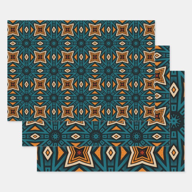 African Ethnic Inspired Pattern No9 Wrapping Paper Sheet (Set)