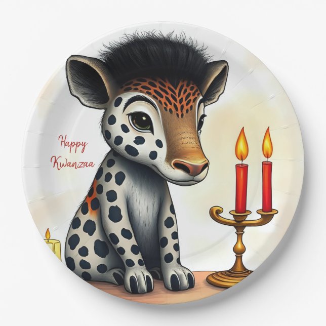 African ethnic Kwanzaa Wild Animals in Disguise Paper Plate (Front)