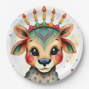 African ethnic Kwanzaa Wild Animals in Disguise Paper Plate