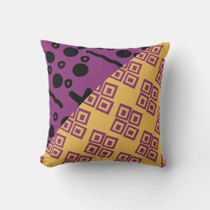 African Ethnic Orange Purple Pattern Mix Cushion