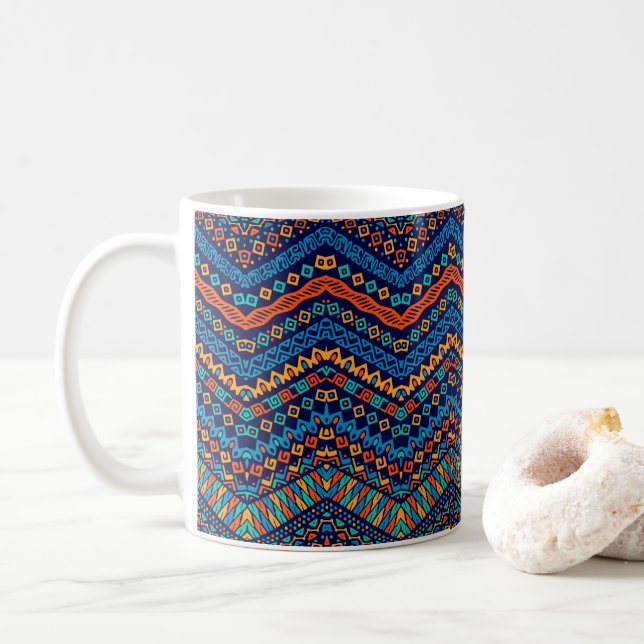 African ethnic pattern funky colours coffee mug (With Donut)