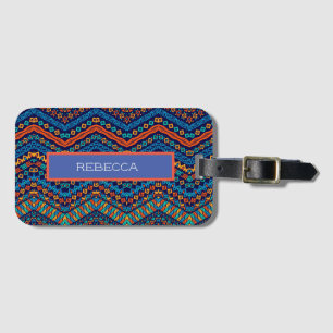 African ethnic pattern funky colours luggage tag