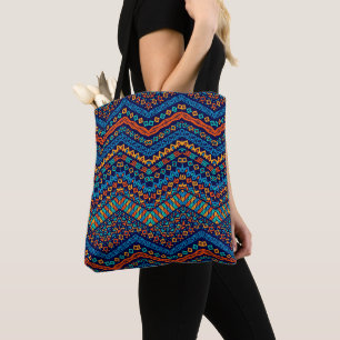 African ethnic pattern funky colours tote bag