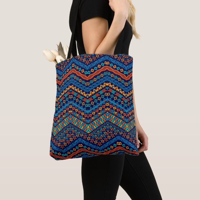 African ethnic pattern funky colours tote bag (Close Up)