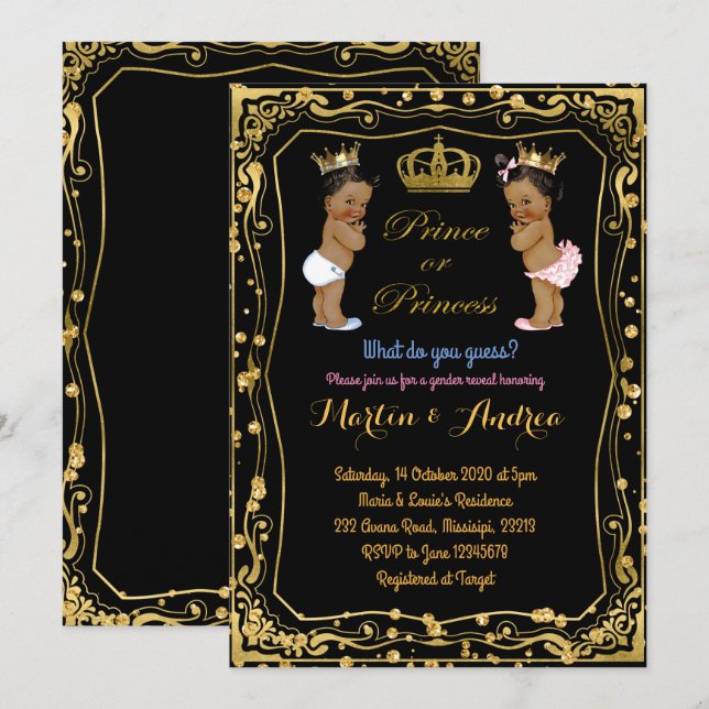 African ethnic Prince or Princess Gender Reveal Invitation (Front/Back)
