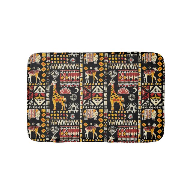 African ethnic traditional ornament, tribal patter bath mat (Front)