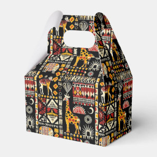 African ethnic traditional ornament, tribal patter favour box