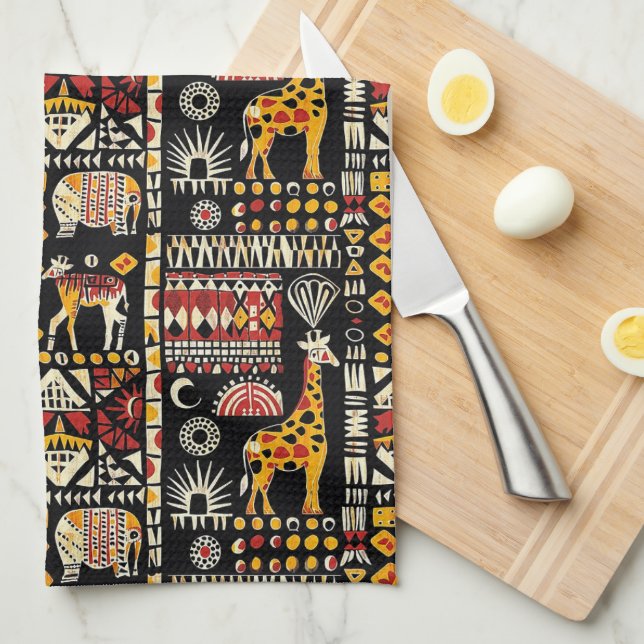 African ethnic traditional ornament, tribal patter tea towel (Quarter Fold)