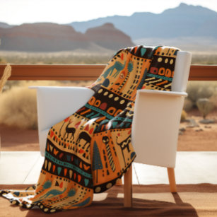 African Ethnic Tribal Art Pattern Fleece Blanket