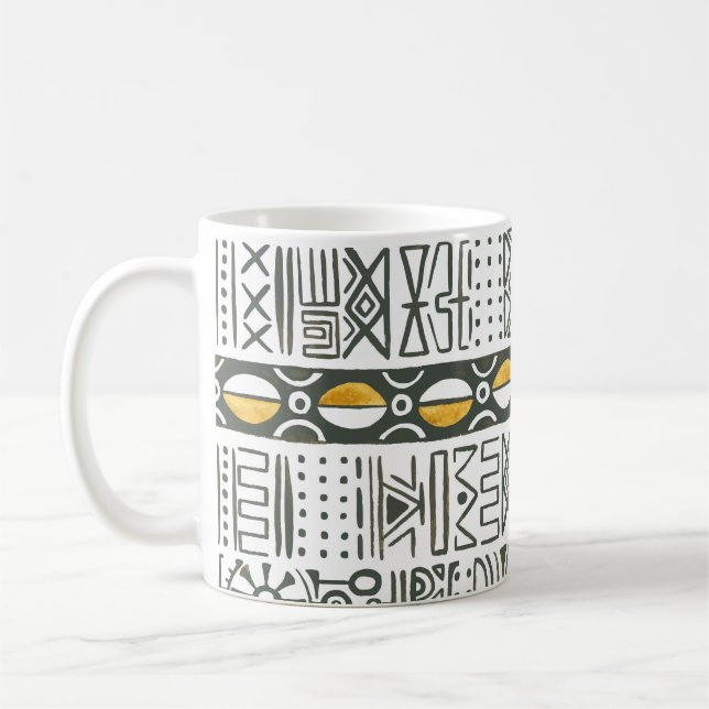 African ethnic, watercolor seamless pattern. coffee mug (Left)