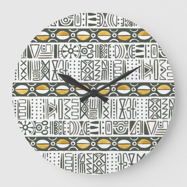 African ethnic, watercolor seamless pattern. large clock (Front)