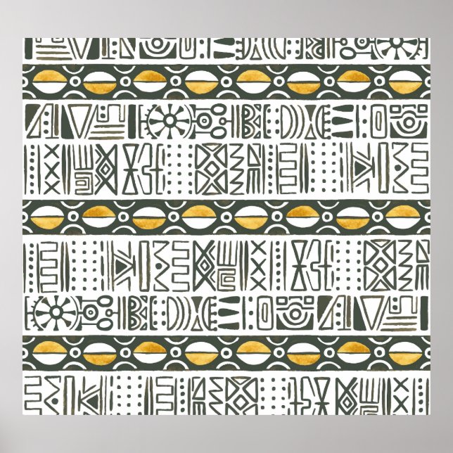 African ethnic, watercolor seamless pattern. poster (Front)