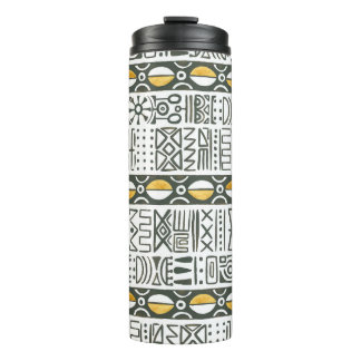 African ethnic, watercolor seamless pattern. thermal tumbler