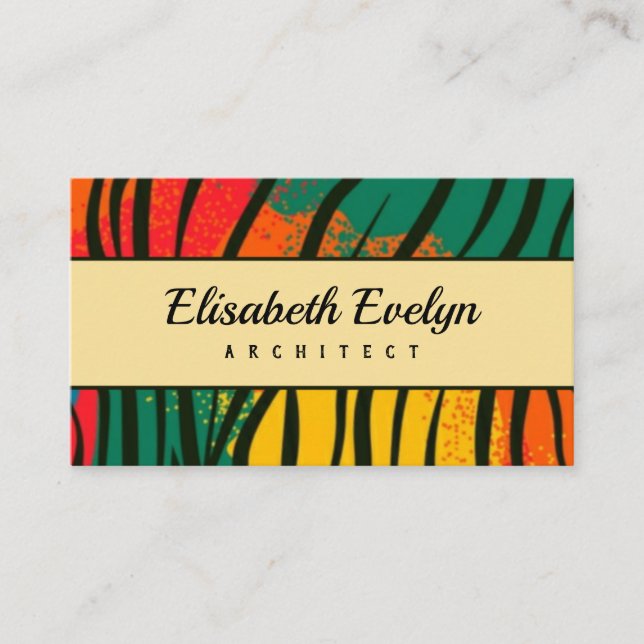 African fabric and animal skin business card (Front)