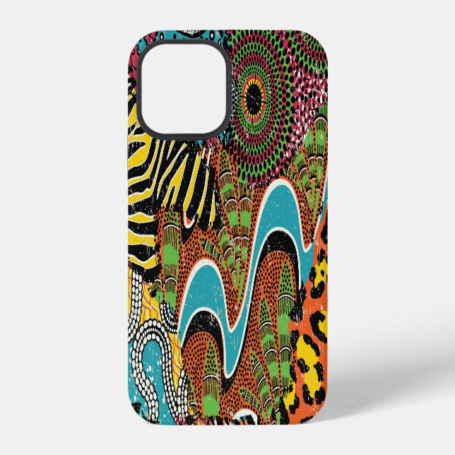 African Fabric: Wild Animal Patchwork. iPhone Case (Back)