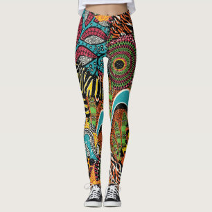African Fabric: Wild Animal Patchwork. Leggings