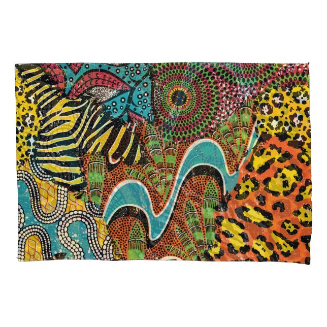 African Fabric: Wild Animal Patchwork. Pillowcase (Front)
