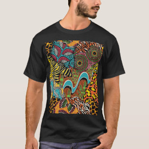 African Fabric: Wild Animal Patchwork. T-Shirt