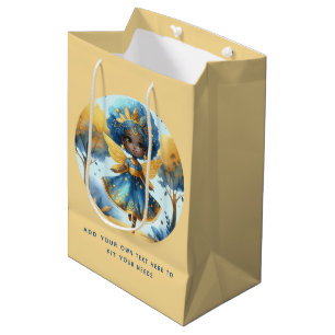 African Fairy Birthday Teal Gold Pink Princess Medium Gift Bag