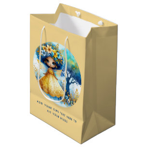 African Fairy Birthday Teal Gold Pink Princess Medium Gift Bag