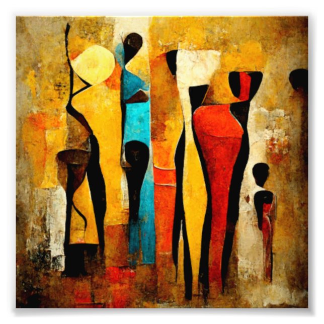 African Family Abstract Art Photo Print (Front)