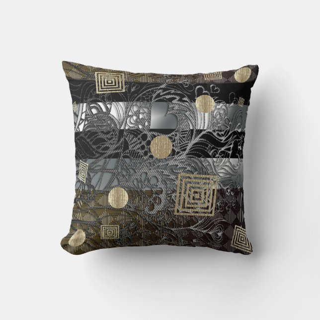 African Festive, Bronze Silver and Gold Cushion (Front)