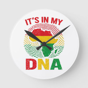 African Fingerprint Black History Round Clock