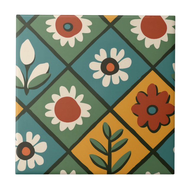 African Floral Tile Art (Front)