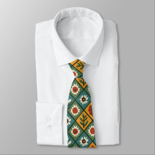 African Floral Tile Art Tie