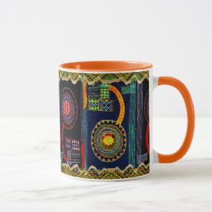 African Folk Art Flower Garden Design Mug